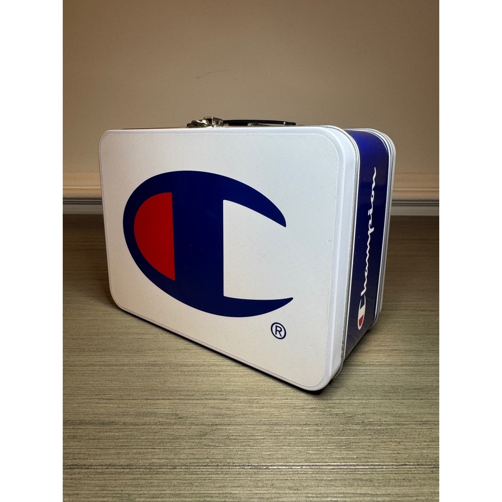 Champion Brand Metal Lunchbox Work School Picnic Tin Tote Handle VAULTED
